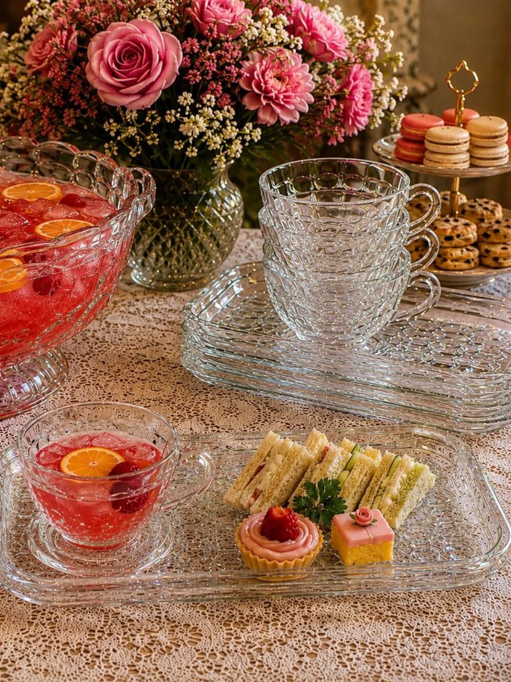 Federal Glass Yorktown Pattern 8 piece Snack Set